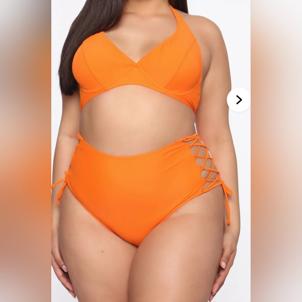 Fashion Nova Libra Orange Halter Bikini Set NWT